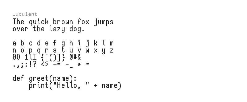 Sample text rendered in Luculent Sample text rendered in Luculent