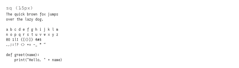 Sample text rendered in sq Sample text rendered in sq